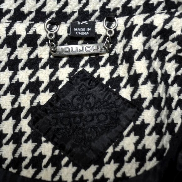 Jou Jou Womens 1X Belted Houndstooth Black & White Pea Coat Jacket Warm Stylish - Picture 10 of 13